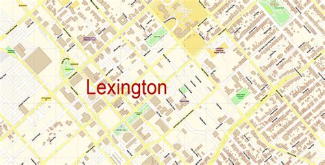 Lexington Vector Map Kentucky US detailed City Plan editable Illustrator