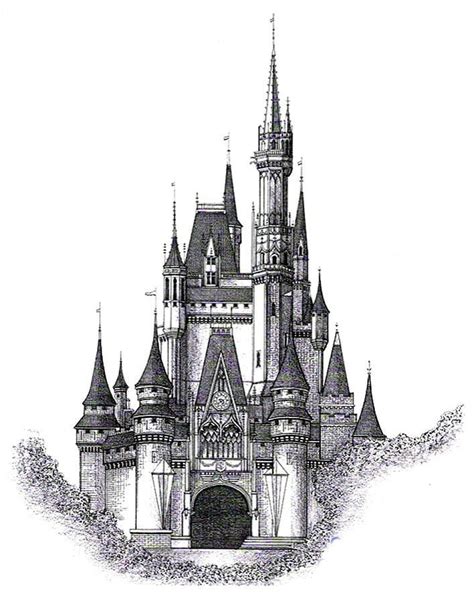 antique castle clip art | Disney castle drawing, Castle drawing, Disney ...