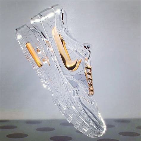 shoes, clear, nike running shoes, nike air, nike, gold shoes - Wheretoget