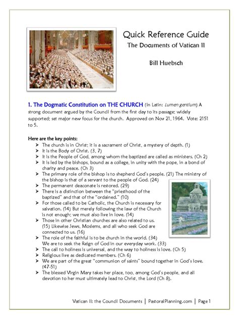 Summary of Vatican II Documents | Catholic Church | Second Vatican Council