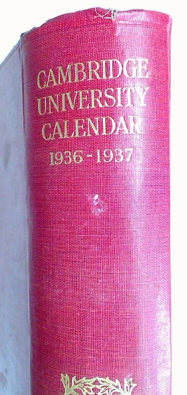 The Cambridge University Calendar for the Year 1936-1937. by Cambridge University:: Very Good ...