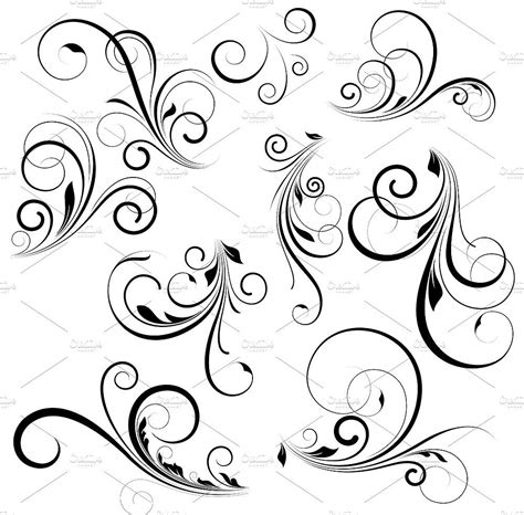 Vector Swirls by TrueMitra Designs on @creativemarket | printables | Scroll design, Doodle art ...