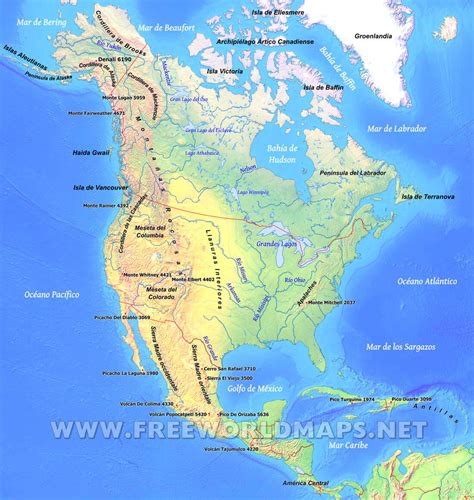 Considerar Extra Estadísticas mapa fisico america del norte ...