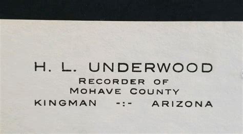 1918 H.L. UNDERWOOD, Recorder of Mohave County, Receipt ~ Kingman, Arizona | eBay