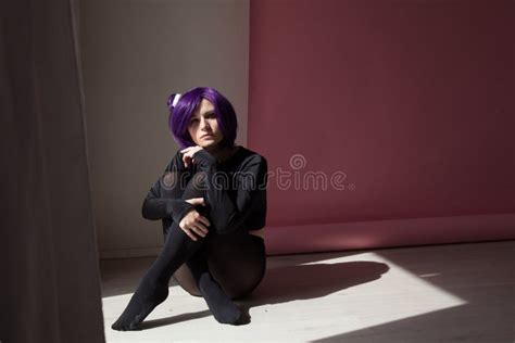 Woman Anime Cosplayer with Purple Hair Japan Cartoon Stock Photo - Image of lolita, cute: 163568042