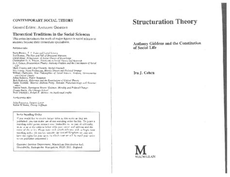 (PDF) Structuration Theory: Anthony Giddens and the Construction of ...