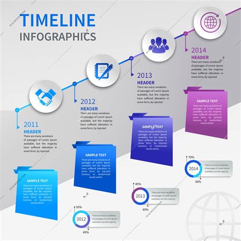 Abstract paper timeline infographics design template with ladder bookmarks and business icons ...