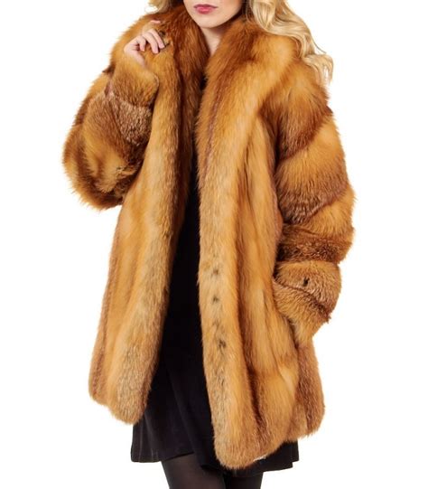 Women's Red Fox Fur Stroller Coat: FurSource.com