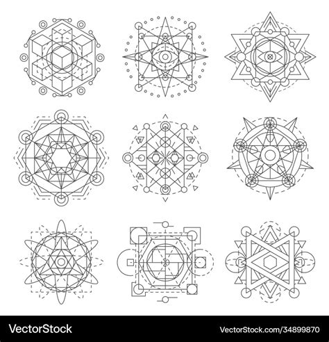 Sacred geometry symbols esoteric astrology Vector Image