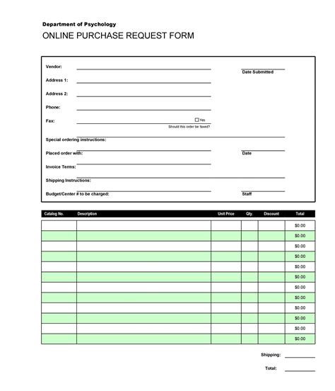 Html Order Form Template