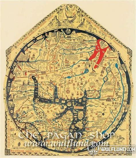 Hereford Mappa Mundi cca 1290, historical map, replica Wulflund