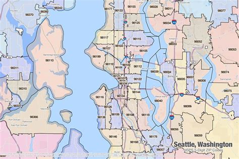 map of seattle | ZIP Code boundaries for Seattle, Washington | Seattle map, Zip code map, Map