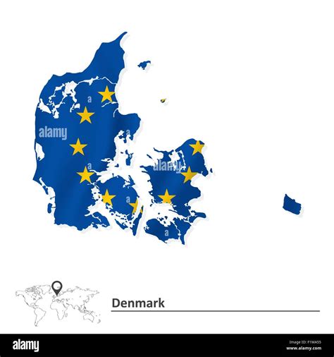 Map of Denmark with European Union flag - vector illustration Stock ...