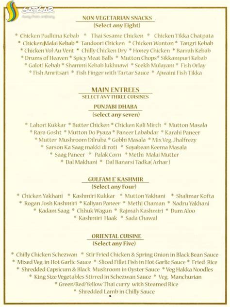 Menu - Satkar Caterers, Hauz Khas, South Delhi | Caterers - 2985 ...