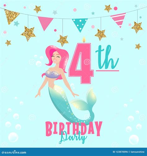 Mermaid birthday party stock vector. Illustration of invite - 123870096