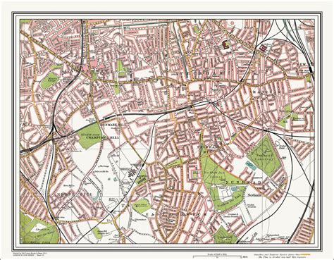 An old map of the Camberwell, Peckham area, London in 1908 as an ...