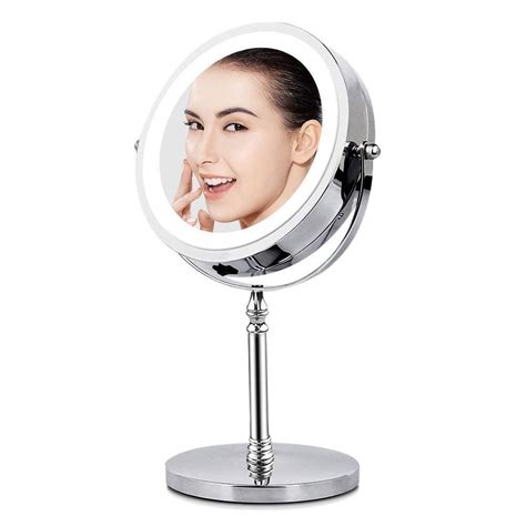 AMZTOLIFE Lighted Makeup Mirror 10X Magnification 7" Round Magfying Mirror with Light Cosmetic ...