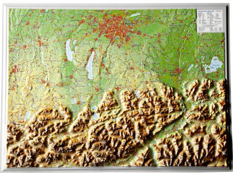 Raised Relief Map Bavarian Alps as 3d map