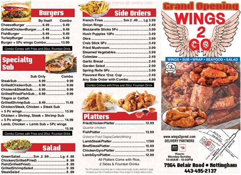 Online Menu of Wings 2 Go Restaurant, Nottingham, Maryland, 21236 - Zmenu