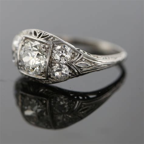 Art Deco Diamond Filigree Ring | Gerard McCabe Antiques | 552564