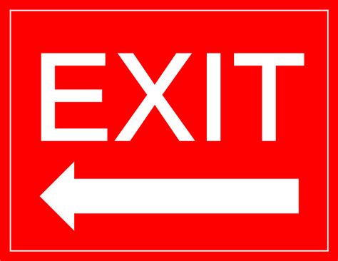 Exit Sign arrow left - Download this Exit Sign with an arrow pointing towards left if you are in ...