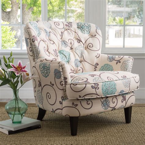 Noble House Dior Fabric Club Chair, White and Blue - Walmart.com | Blue accent chairs, Accent ...