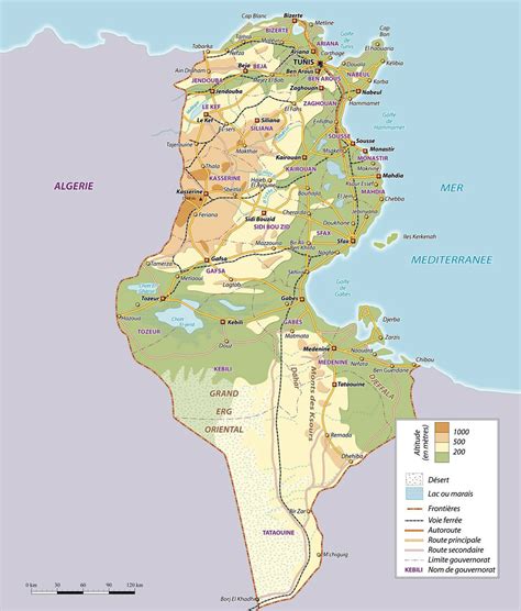 Large physical map of Tunisia | Tunisia | Africa | Mapsland | Maps of the World