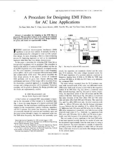 A Procedure for Designing EMI Filters for AC Line Applications ...