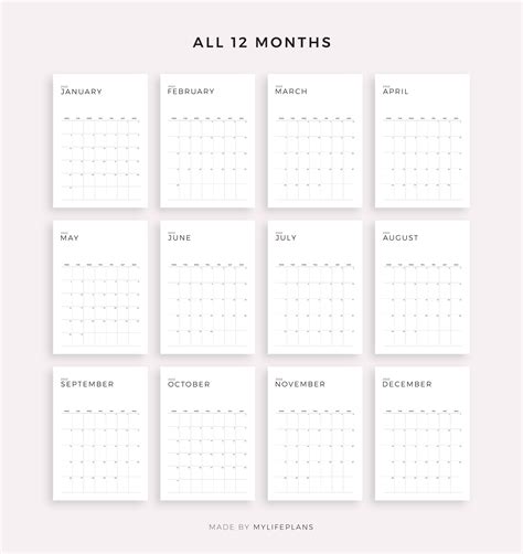 2022 Monthly Calendar Printable Fillable, Year Calendar Template By MyLifePlans TheHungryJPEG ...