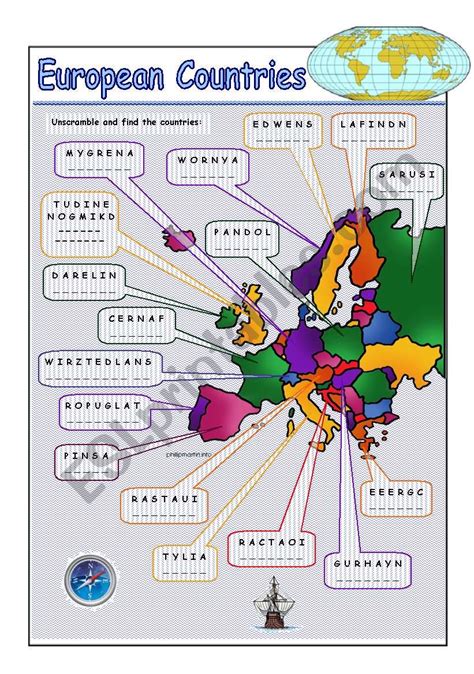 European Countries Map Worksheet Sese Geography - Bank2home.com