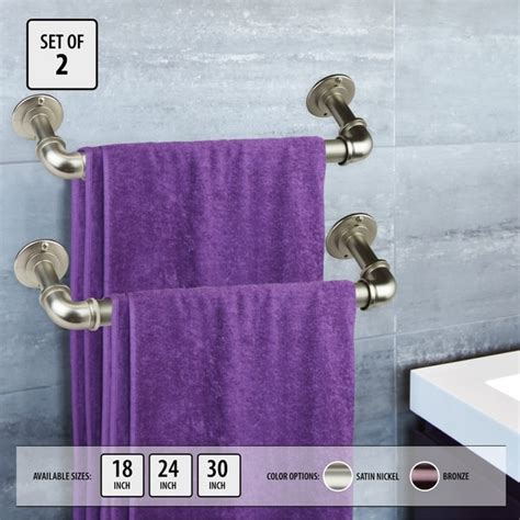 Shop InStyleDesign Industrial Pipe Design Towel Bar/ Closet Rod (set of 2) - On Sale - Free ...