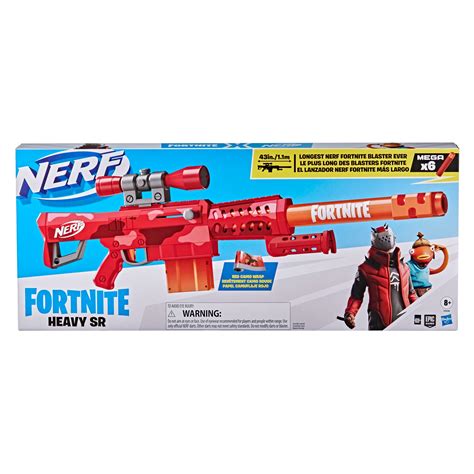 Nerf Fortnite Heavy SR Blaster, Longest Nerf Fortnite Blaster Ever, Removable Scope, 6 Nerf Mega ...