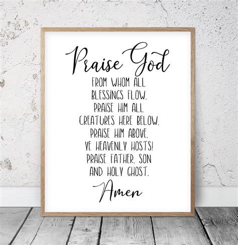 Praise God From Whom All Blessings Flow Bible Verse | Etsy