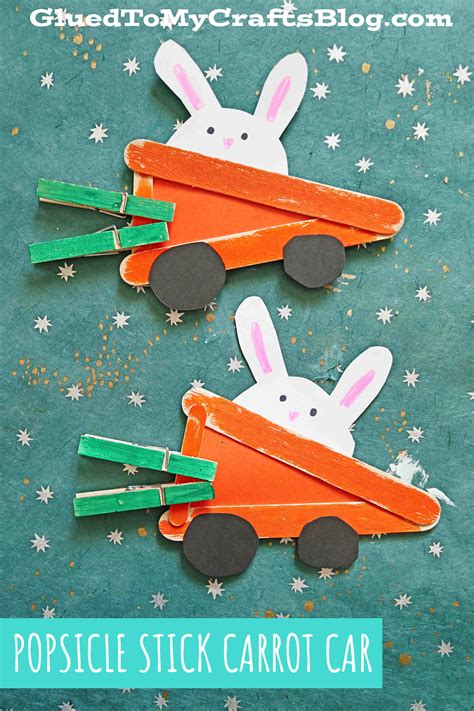 Popsicle Stick Carrot Car Craft Idea