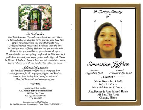 Ernestine Jeffers Obituary | AA Rayner and Sons Funeral Homes