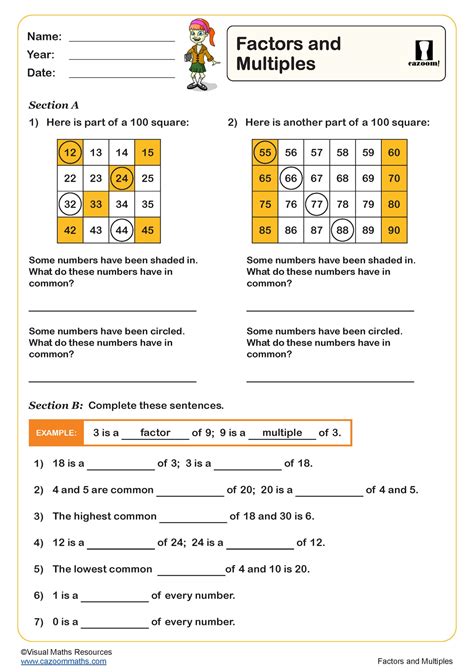 Factors and Multiples Worksheet | Fun and Engaging Year 5 PDF Worksheets