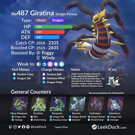 Origin Forme Giratina in 5-star Raid Battles - Leek Duck | Pokémon GO ...