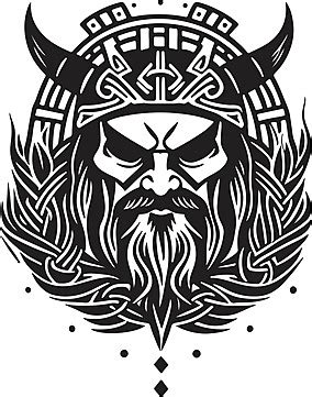 Super And Powerful Viking Emblem Art Vector Horn Viking Art Vector ...