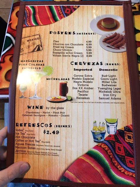 Menu at El Zocalo Mexican Restaurant, Wheeling