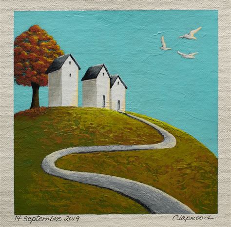 Landscape painting Houses on a hill painting Autumn tree | Etsy | Tree painting, Landscape ...