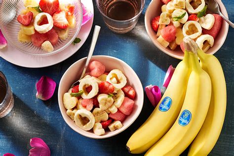 Heart-shaped Valentine's day fruit salad with Chiquita banana