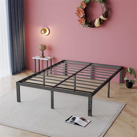 Amazon.com: LEFTSIDE Bed Frame Size Cal King,18 Inch Tall Platform Bed ...