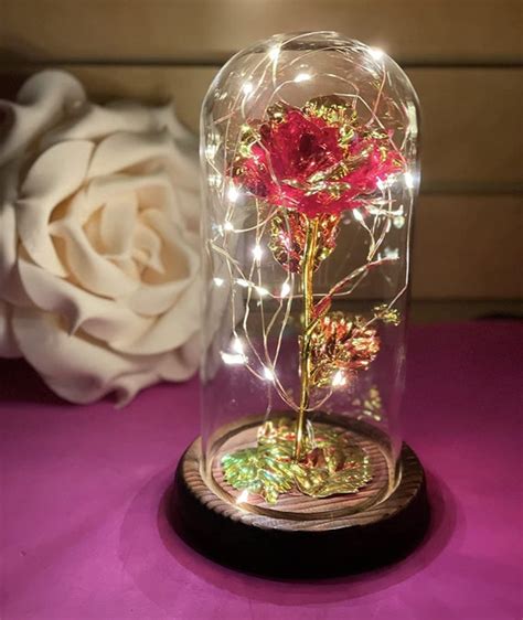 Beauty and the Beast Rose Enchanted Flower With LED Light in | Etsy