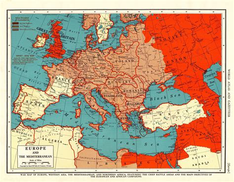 1943 Antique Wartime EUROPE Map Vintage Map of Europe the - Etsy