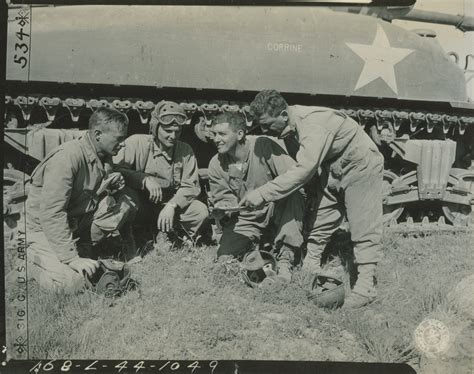 Sherman tank crew during training exercises in Lompoc, California on 28 ...