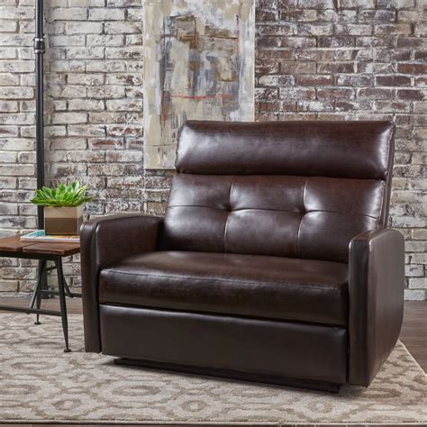 Noble House Baum Faux Leather Love Seat Recliner, Brown - Walmart.com ...