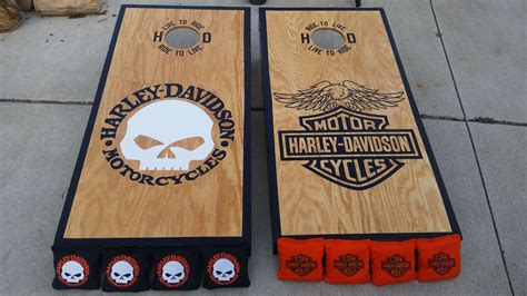 Harley Custom Cornhole Set with matching embroidered bags https://www ...