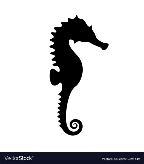 Silhouette of black seahorse Royalty Free Vector Image