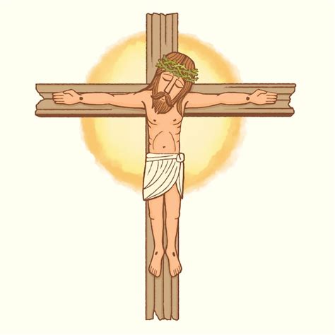 Cruz con jesucristo crucificado la historia bíblica de pascua o viernes santo | Vector Premium