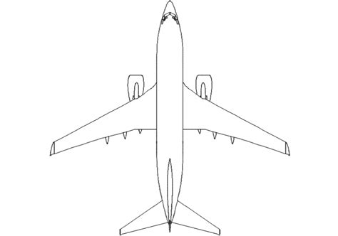 Simple Jet plane top view elevation block drawing details dwg file ...